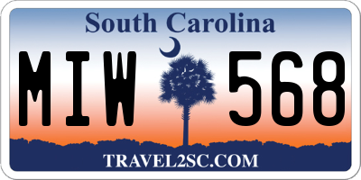 SC license plate MIW568