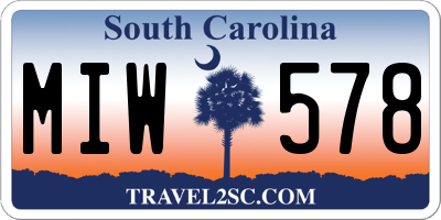 SC license plate MIW578