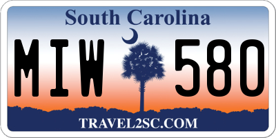SC license plate MIW580