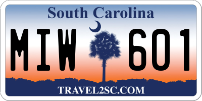 SC license plate MIW601