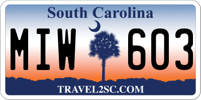 SC license plate MIW603