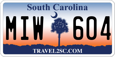 SC license plate MIW604