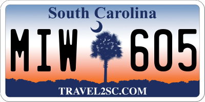SC license plate MIW605
