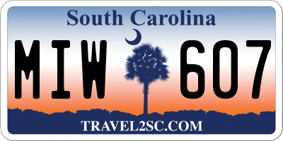 SC license plate MIW607