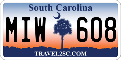 SC license plate MIW608