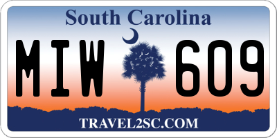SC license plate MIW609