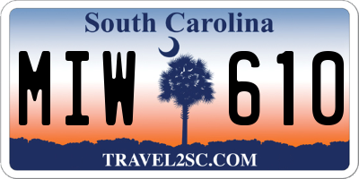 SC license plate MIW610