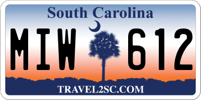 SC license plate MIW612