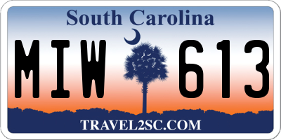 SC license plate MIW613
