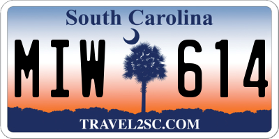 SC license plate MIW614