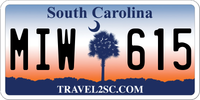 SC license plate MIW615
