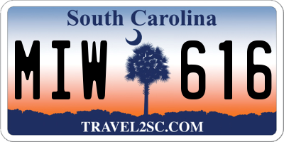 SC license plate MIW616