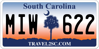 SC license plate MIW622