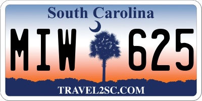 SC license plate MIW625