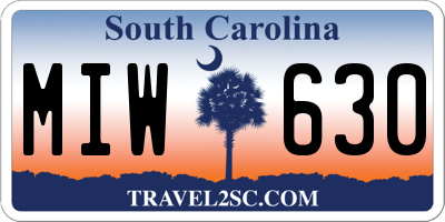 SC license plate MIW630