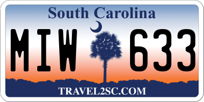 SC license plate MIW633