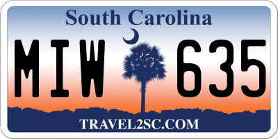 SC license plate MIW635