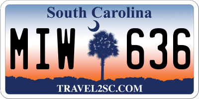 SC license plate MIW636