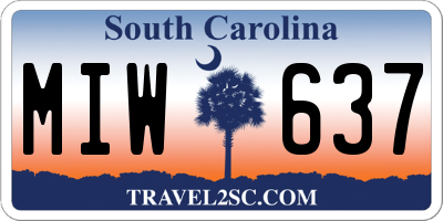 SC license plate MIW637