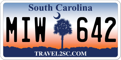 SC license plate MIW642