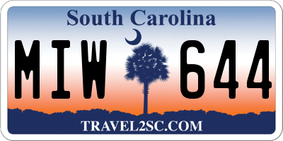 SC license plate MIW644