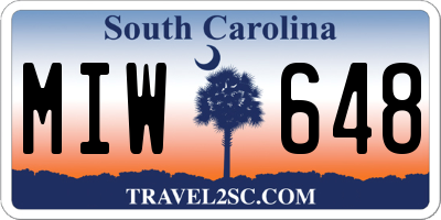 SC license plate MIW648