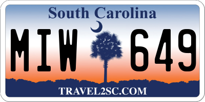 SC license plate MIW649
