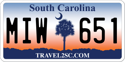 SC license plate MIW651
