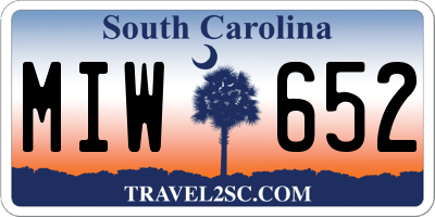 SC license plate MIW652