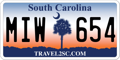SC license plate MIW654