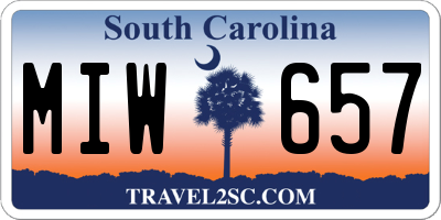 SC license plate MIW657