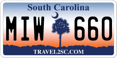 SC license plate MIW660