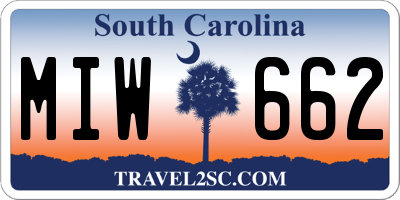 SC license plate MIW662