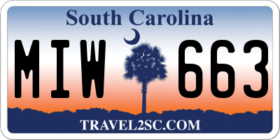 SC license plate MIW663