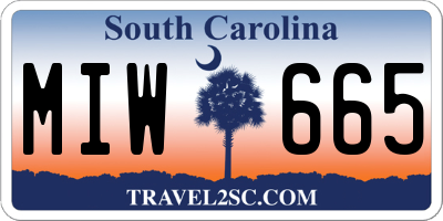 SC license plate MIW665