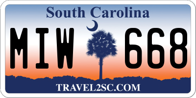 SC license plate MIW668