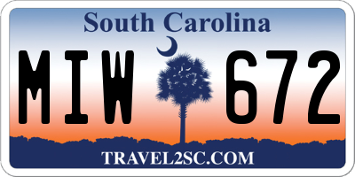 SC license plate MIW672