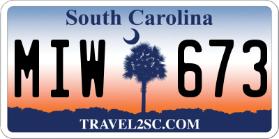 SC license plate MIW673