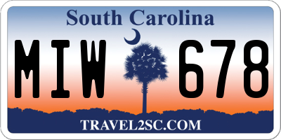 SC license plate MIW678