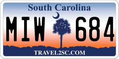 SC license plate MIW684
