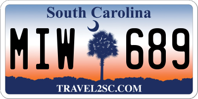 SC license plate MIW689