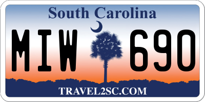 SC license plate MIW690