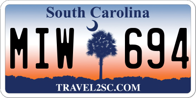 SC license plate MIW694