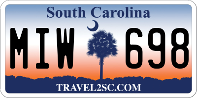 SC license plate MIW698