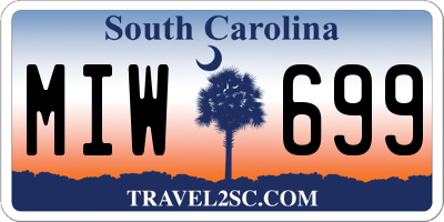 SC license plate MIW699