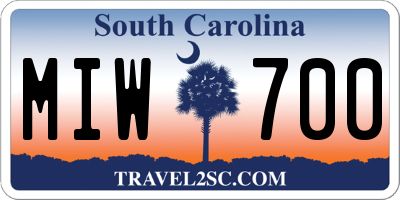 SC license plate MIW700