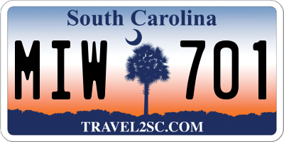 SC license plate MIW701