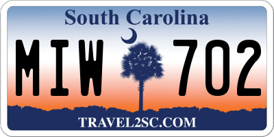 SC license plate MIW702