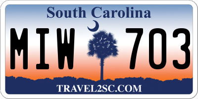 SC license plate MIW703