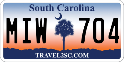 SC license plate MIW704